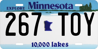 MN license plate 267TOY