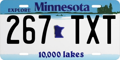 MN license plate 267TXT