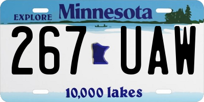 MN license plate 267UAW