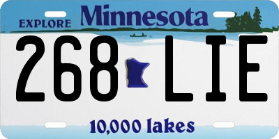 MN license plate 268LIE