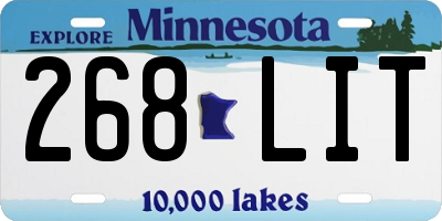 MN license plate 268LIT