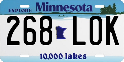 MN license plate 268LOK