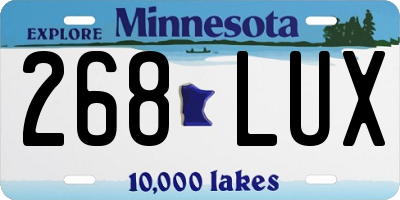 MN license plate 268LUX
