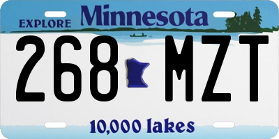 MN license plate 268MZT