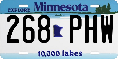 MN license plate 268PHW