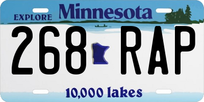 MN license plate 268RAP