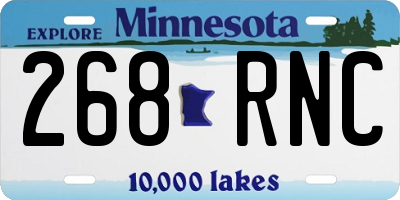 MN license plate 268RNC