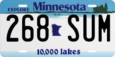 MN license plate 268SUM