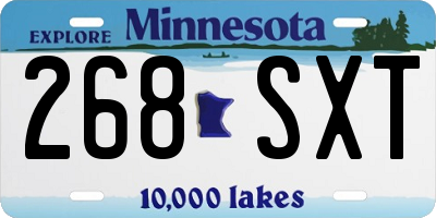 MN license plate 268SXT