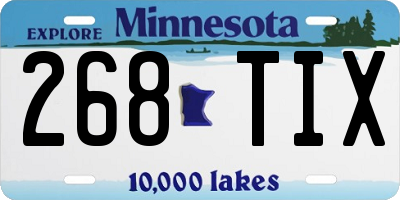 MN license plate 268TIX