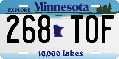 MN license plate 268TOF