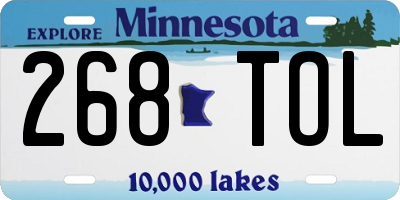 MN license plate 268TOL