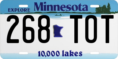MN license plate 268TOT