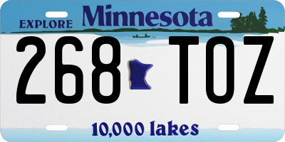 MN license plate 268TOZ