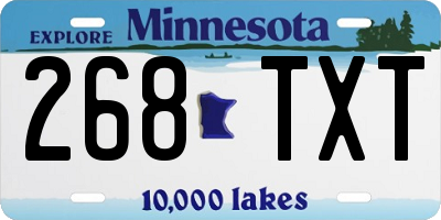 MN license plate 268TXT