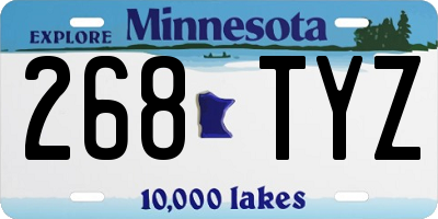 MN license plate 268TYZ