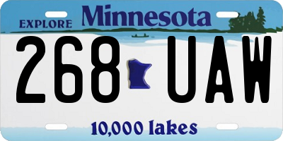MN license plate 268UAW