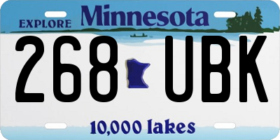 MN license plate 268UBK