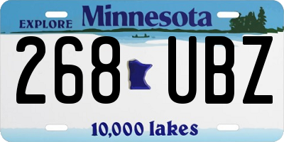 MN license plate 268UBZ