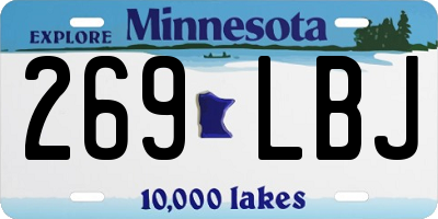 MN license plate 269LBJ