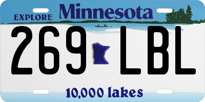 MN license plate 269LBL