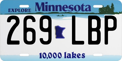 MN license plate 269LBP