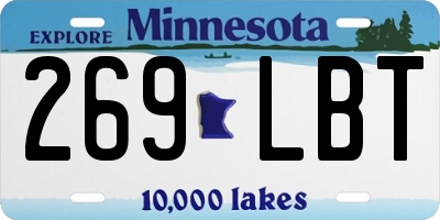 MN license plate 269LBT