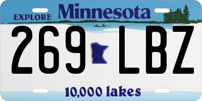 MN license plate 269LBZ