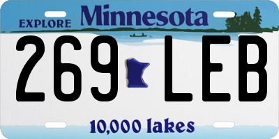 MN license plate 269LEB