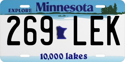 MN license plate 269LEK