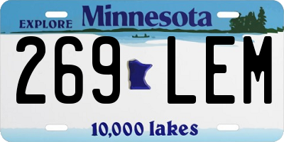 MN license plate 269LEM