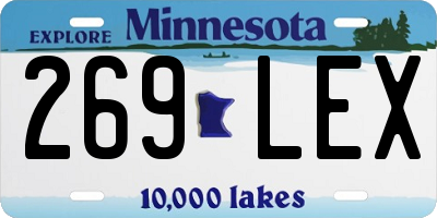MN license plate 269LEX