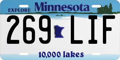MN license plate 269LIF
