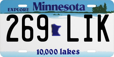 MN license plate 269LIK