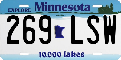 MN license plate 269LSW