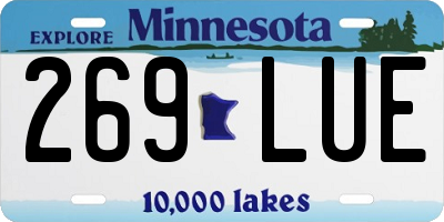 MN license plate 269LUE