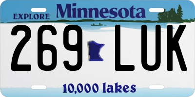 MN license plate 269LUK