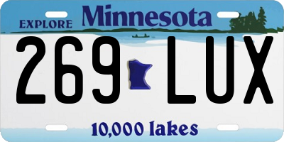 MN license plate 269LUX