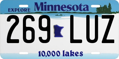 MN license plate 269LUZ