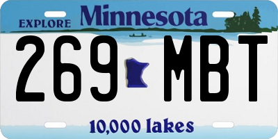 MN license plate 269MBT