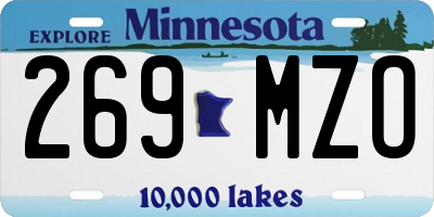MN license plate 269MZO