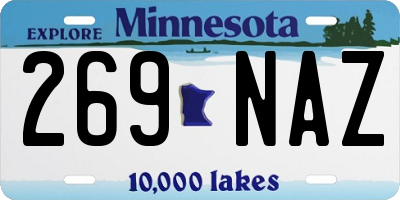 MN license plate 269NAZ