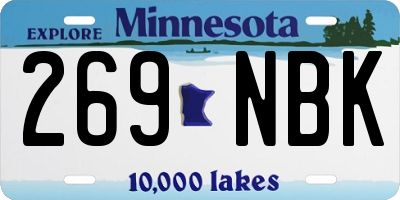 MN license plate 269NBK