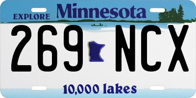 MN license plate 269NCX