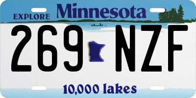 MN license plate 269NZF
