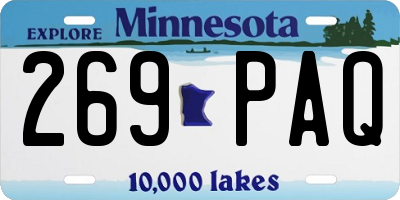 MN license plate 269PAQ