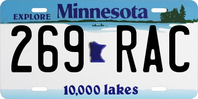 MN license plate 269RAC