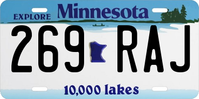 MN license plate 269RAJ