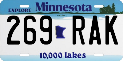 MN license plate 269RAK