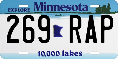 MN license plate 269RAP